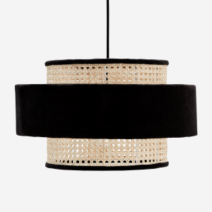 Lampa wisząca aksamit bambus czarna Madam Stoltz